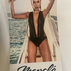 NWT Black Cut out One Piece Swimsuit Size Large